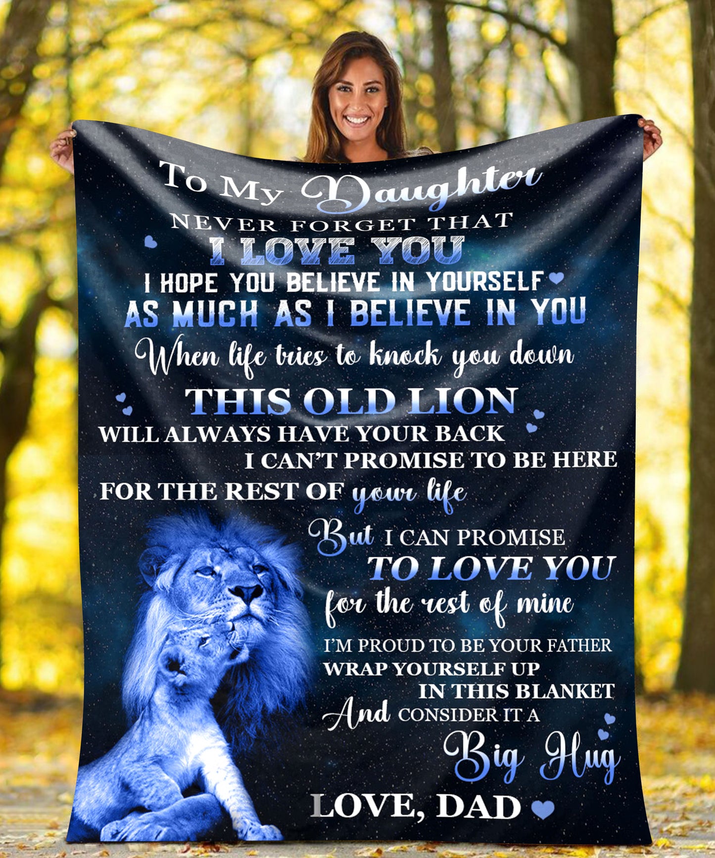 To My Daughter, "Warm Hugs" Cozy Velveteen Blanket - Love Dad
