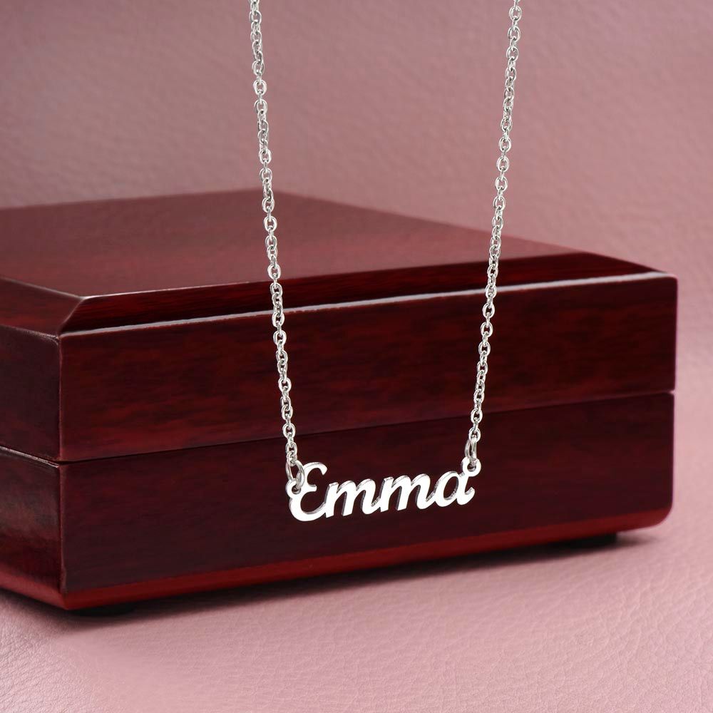To My Lovely Daughter (Love, Mom) Custom Name Necklace Stainless Steel Monogram
