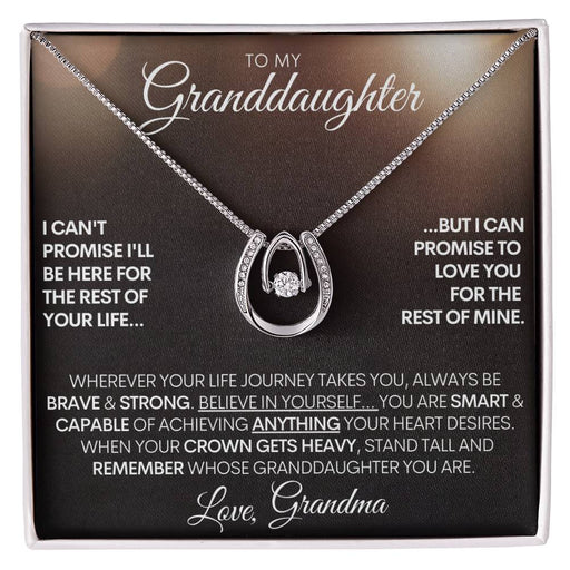 Granddaughter Gift, Horseshoe Necklace With Personalized Signature, 14k Gold Free Message Card, Made in the USA Two Tone Box