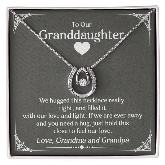 Granddaughter Necklace and Card - Horseshoe 14k Gold, Grand Daughter Birthday Present