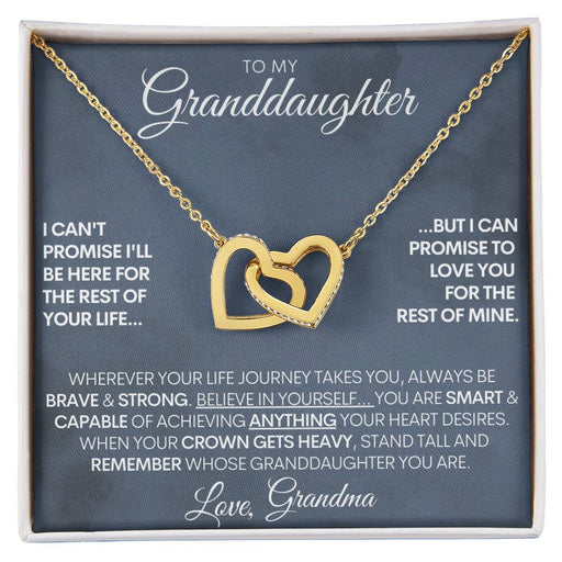 Personalized Signature Granddaughter Connected Hearts Necklace - 14k White Gold 18K Yellow Gold Finish Standard Box