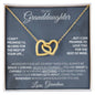 Personalized Signature Granddaughter Connected Hearts Necklace - 14k White Gold 18K Yellow Gold Finish Standard Box