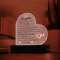 Daughter - Never Forget That I Love You - Love Mom Beautiful Light Up LED Acrylic Heart Plaque