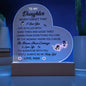 Daughter - Never Forget That I Love You - Love Mom Beautiful Light Up LED Acrylic Heart Plaque Heart with LED Light Base