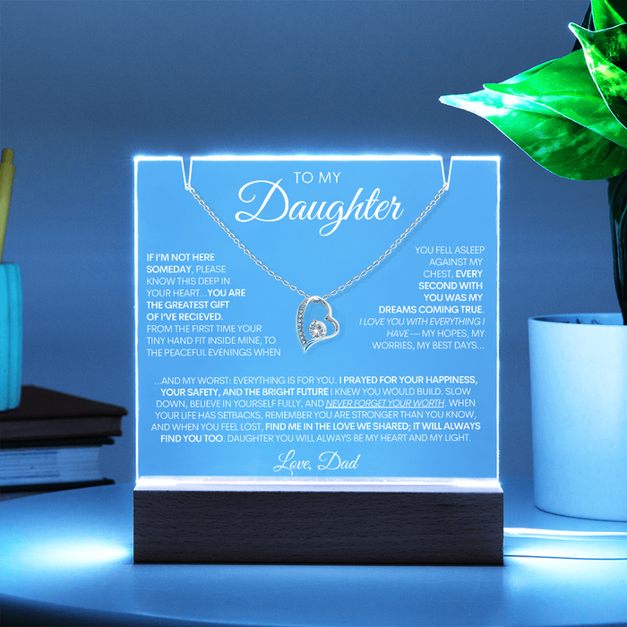 To My Daughter - Greatest Gift - 14k Gold Necklace & Acrylic Bundle