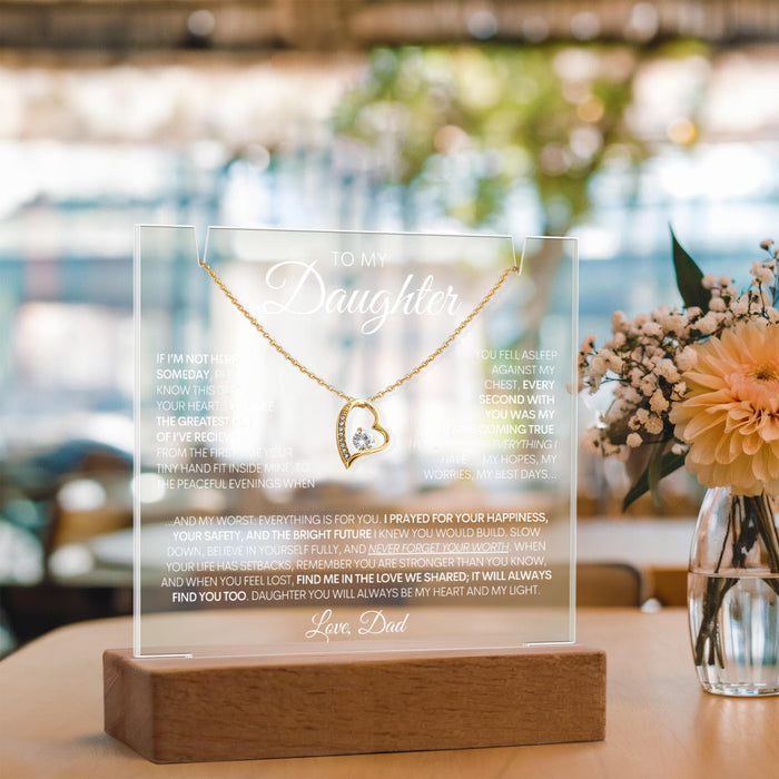 To My Daughter - Greatest Gift - 14k Gold Necklace & Acrylic Bundle