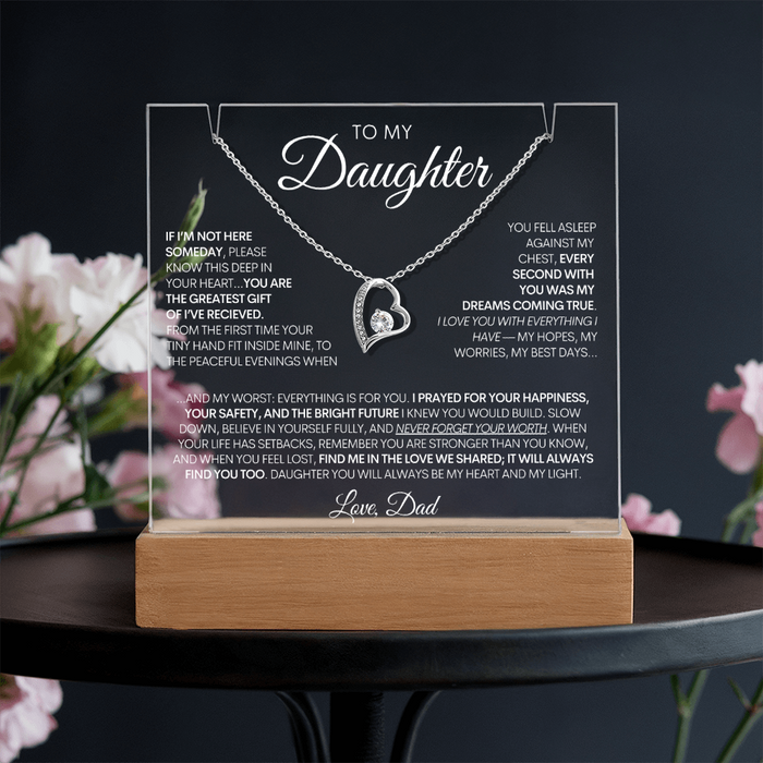 To My Daughter - Greatest Gift - 14k Gold Necklace & Acrylic Bundle