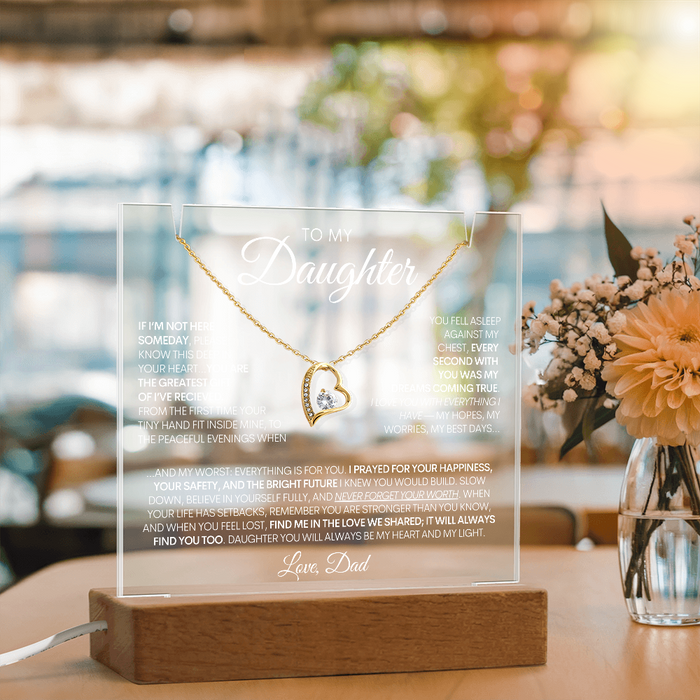 To My Daughter - Greatest Gift - 14k Gold Necklace & Acrylic Bundle