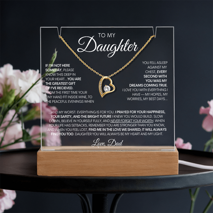 To My Daughter - Greatest Gift - 14k Gold Necklace & Acrylic Bundle