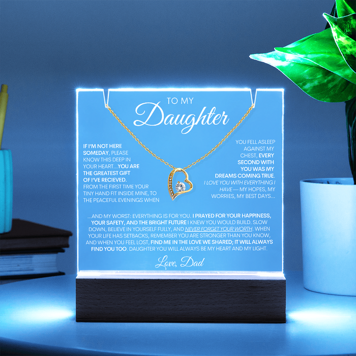 To My Daughter - Greatest Gift - 14k Gold Necklace & Acrylic Bundle