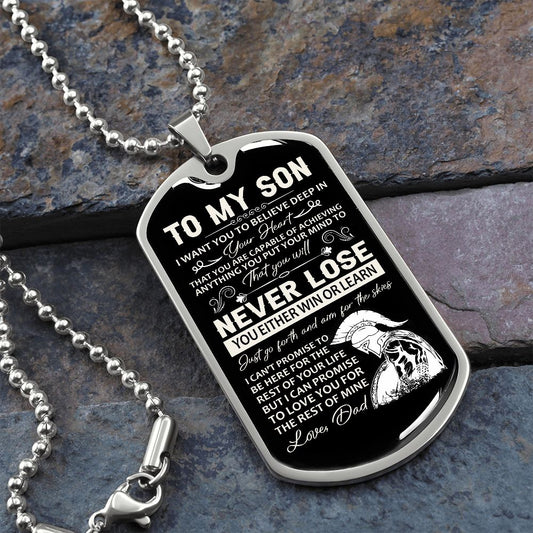 To My Son - Believe in Yourself, Steel Dogtag Necklace