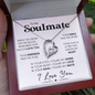 To My Soulmate - Your Smile | Stainless Steel and Gold Heart Necklace 14k White Gold Finish Luxury Box