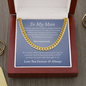 For My Man - How Much I Love You (Blue) - Stainless Steel and 14k Gold Cuban Link Necklace Cuban Link Chain (14K Gold Over Stainless Steel)
