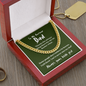 To My Awesome Dad - My Hero | 14k Gold & Steel Men's Chain Necklace & Mahogany Box