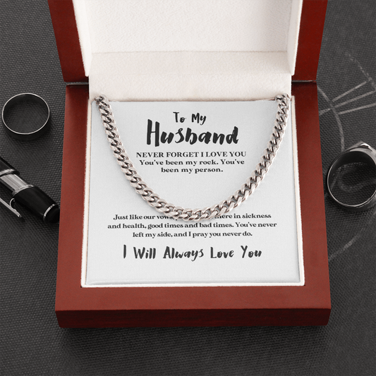 To My Husband | In Good Times and Bad | 14k Gold and Steel Cuban Necklace