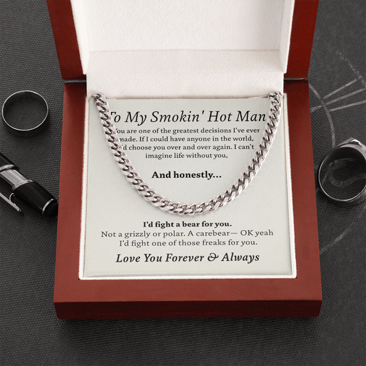 For My Man - My Greatest Decision - Stainless Steel and 14k Gold Cuban Link Necklace