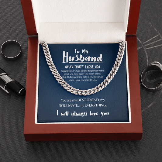 To My Husband | Eternal Promise | 14k Gold and Steel Cuban Necklace