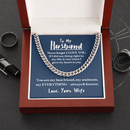 To My Husband | Always & Forever | 14k Gold and Steel Chain Necklace Men