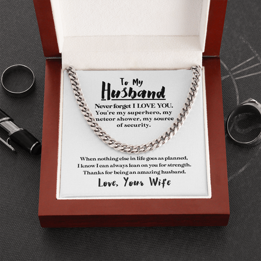 To My Husband | Lean on You | 14k Gold and Steel Cuban Necklace