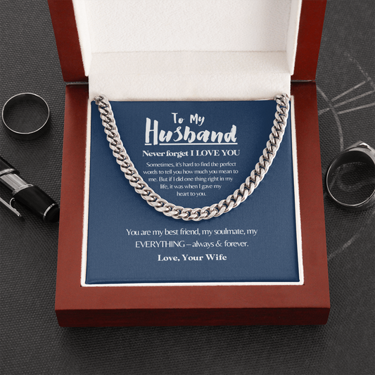 To My Husband | Always and Forever | 14k Gold and Steel Cuban Necklace