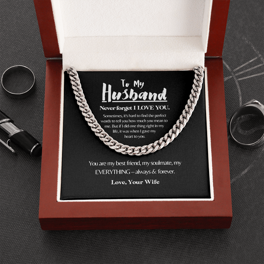 To My Husband | Always My Husband | 14k Gold and Steel Cuban Necklace