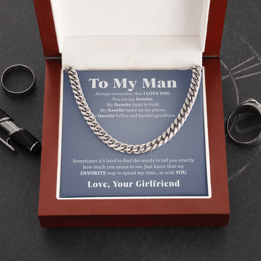 To My Man - My Favorite | Stainless Steel and 14k Gold Cuban Link Necklace Cuban Link Chain (Stainless Steel)