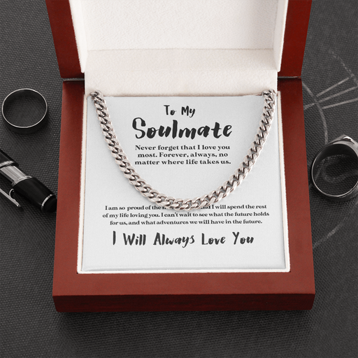 To My Soulmate | Our Adventures | 14k Gold and Steel Cuban Necklace Cuban Link Chain (Stainless Steel)