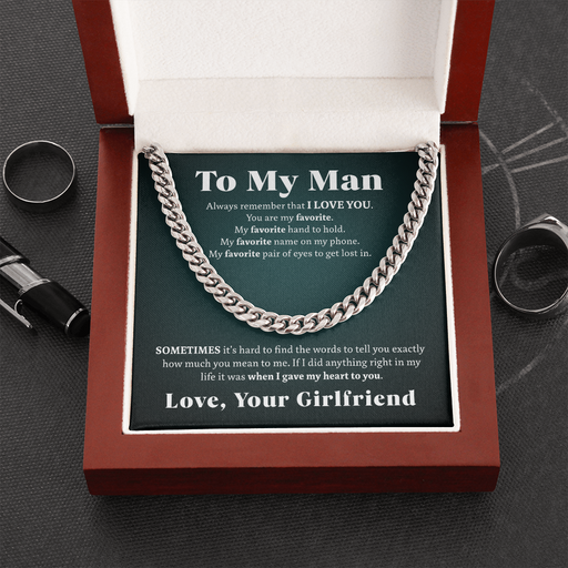 To My Man - Gave My Heart to You | Stainless Steel and 14k Gold Cuban Link Necklace Cuban Link Chain (Stainless Steel)