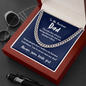 To My Awesome Dad - My Hero (Blue) | 14k Gold & Steel Men's Chain Necklace & Mahogany Box