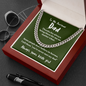 To My Awesome Dad - My Hero | 14k Gold & Steel Men's Chain Necklace & Mahogany Box