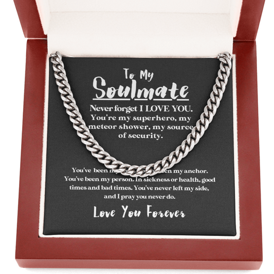 To My Soulmate | You've Been My Anchor | 14k Gold and Steel Cuban Necklace