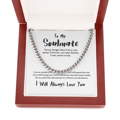 To My Soulmate | I Am Yours | 14k Gold and Steel Cuban Necklace