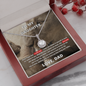 To My Daughter (Love, Dad) - Promise to Love You | 14k White Gold Necklace, Message Card & Box Mahogany Style Luxury Box