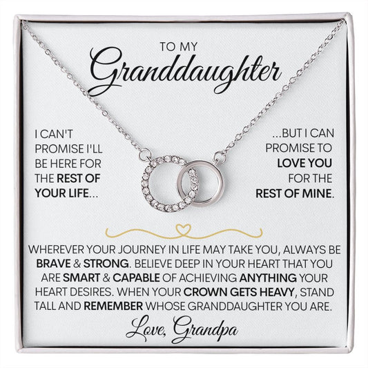 To My Granddaughter Necklace (Love, Grandpa) - Promise To Love You, Gold & Stainless Steel Necklace