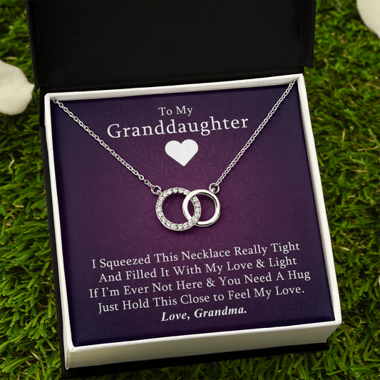 Granddaughter - Feel My Love | 14k White Gold Interlocked Circles Necklace