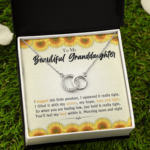 To My Beautiful Granddaughter | 14k White Gold Locked Circles Necklace Standard Box
