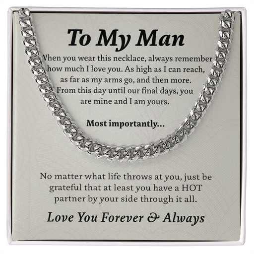To My Man - How Much I Love You | Stainless Steel and 14k Gold Cuban Link Necklace Stainless Steel Cuban Link Chain Standard Box