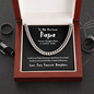 To My Awesome Papa (From Daughter) | 14k Gold and Stainless Steel Cuban Chain Necklace for Men Stainless Steel Cuban Link Chain Luxury Box