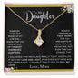 To My Daughter (Love Mom) | Beautiful White Gold Ribbon Necklace