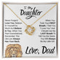To My Daughter (Love, Dad) This Lion Has Your Back, Beautiful Gold Knot Necklace 18K Yellow Gold Finish Standard Box