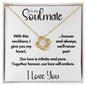 To My Soulmate - Together Forever | 14k White Gold Love Knot Necklace 18K Yellow Gold Finish Standard Box