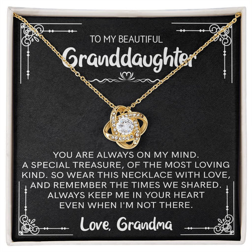 Beautiful Granddaughter - Special Treasure | 14k White Gold Necklace With Message Card and Box