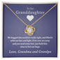 To Our Granddaughter (From Grandma & Grandpa) - Hugged This Tight Purple Card | Gold and Stainless Steel Knot Necklace 18K Yellow Gold Finish Standard Box