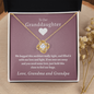 To Our Granddaughter (From Grandma & Grandpa) - Hugged This Tight Red | Gold and Stainless Steel Knot Necklace