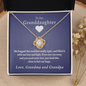 To Our Granddaughter (From Grandma & Grandpa) - Hugged This Tight Purple Card | Gold and Stainless Steel Knot Necklace