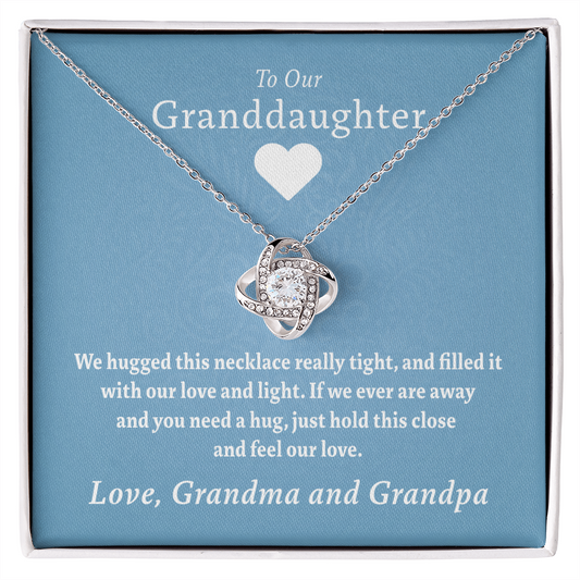 To Our Granddaughter (From Grandma & Grandpa) - Hugged This Tight  | Gold and Stainless Steel Knot Necklace