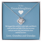 To Our Granddaughter (From Grandma & Grandpa) - Hugged This Tight | Gold and Stainless Steel Knot Necklace 14K White Gold Finish Standard Box
