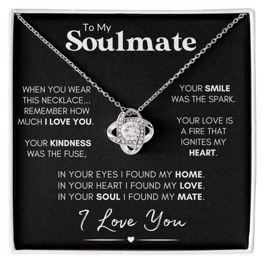 Soulmate Love Knot Necklace, Custom Gift With Poem Card, Valentine or Anniversary Gift for Her - "Found My Soulmate"