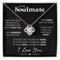 Soulmate Love Knot Necklace, Custom Gift With Poem Card, Valentine or Anniversary Gift for Her - "Found My Soulmate" 14K White Gold Finish Standard Box