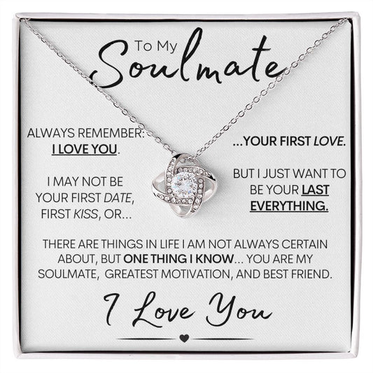 To My Soulmate - Always Remember I Love You - 14k White Gold Necklace and Poem Card